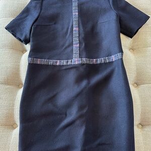 Private Label Blue Dress with Subtle Plaid Details